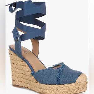 Inc Monique denim wedge sandals strappy gently worn size 8.5